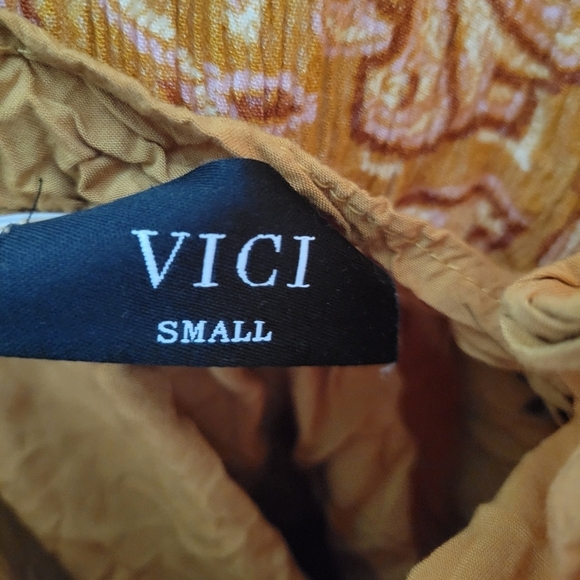 Vici Womens Boho Paisely Yellow Summer Cocktail Mini Dress Size Small - Picture 7 of 7